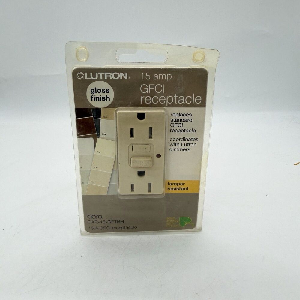 Lutron Claro CAR-15-GFTRH-IV Ivory 15A Tamper Resistant GFCI Receptacle
